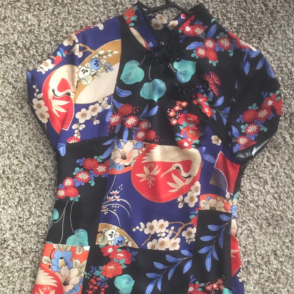 Zara China Style Floral Print Dress (Qipao)